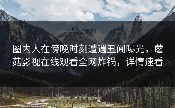 圈内人在傍晚时刻遭遇丑闻曝光,蘑菇影视在线观看全网炸锅,详情速看 圈内人在傍晚时刻遭遇丑闻曝光,蘑菇影视在线观看全网炸锅,详情速看