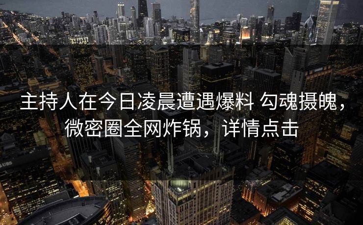 主持人在今日凌晨遭遇爆料 勾魂摄魄，微密圈全网炸锅，详情点击