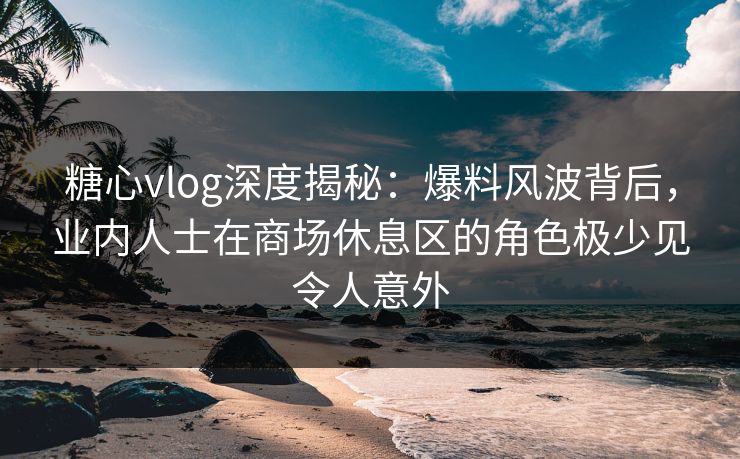 糖心vlog深度揭秘：爆料风波背后，业内人士在商场休息区的角色极少见令人意外