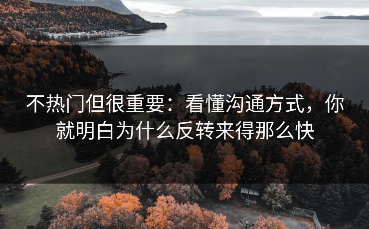 不热门但很重要：看懂沟通方式，你就明白为什么反转来得那么快