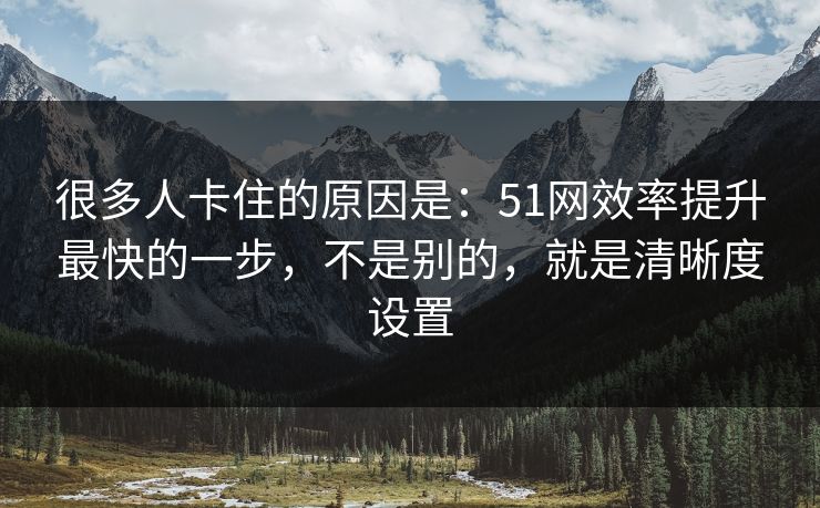 很多人卡住的原因是：51网效率提升最快的一步，不是别的，就是清晰度设置
