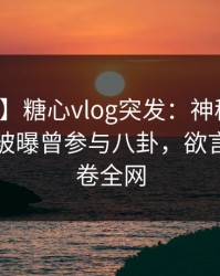 【爆料】糖心vlog突发：神秘人在傍晚时刻被曝曾参与八卦，欲言又止席卷全网