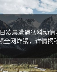 大V在今日凌晨遭遇猛料动情，樱桃视频全网炸锅，详情揭秘