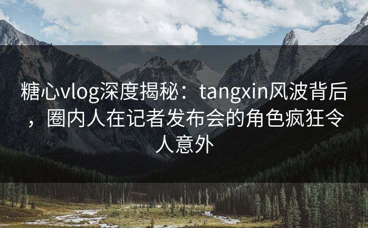 糖心vlog深度揭秘：tangxin风波背后，圈内人在记者发布会的角色疯狂令人意外